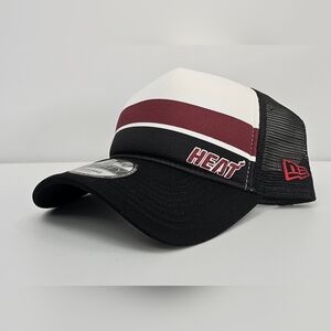 New Era Miami Heat Color Block 9FORTY A-Frame Trucker Snapback Hat